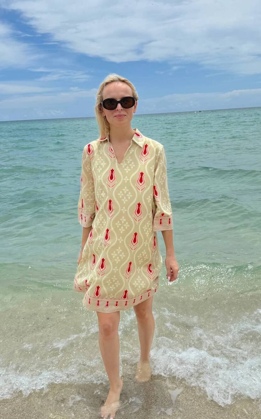 NEW ISLAPAYAL bergen mini dress in ikat sand